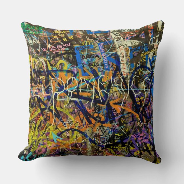 Graffiti Background Throw Pillow (Front)