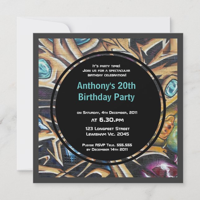 Graffiti Birthday Invitation (Front)