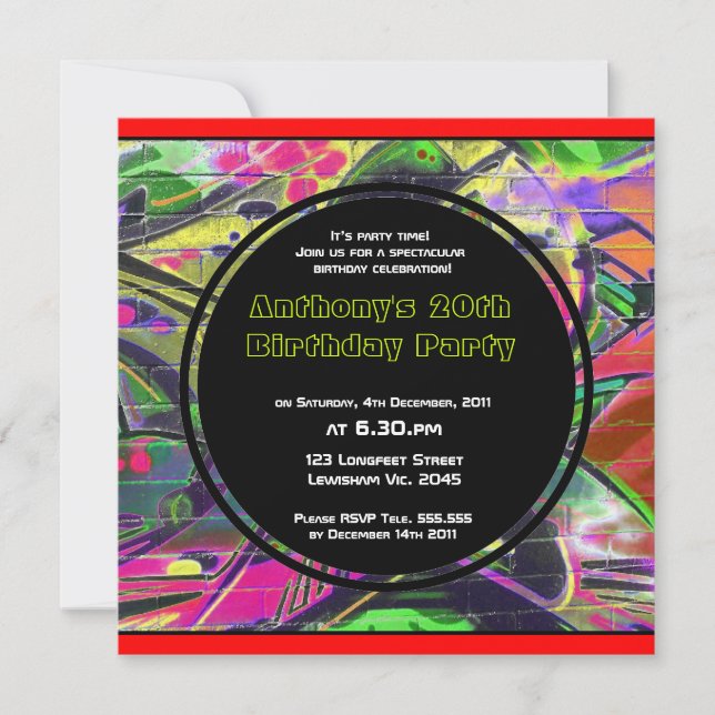 Graffiti Birthday Invitation (Front)