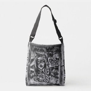 Graffiti Black And White Modern Urban Street Art Crossbody Bag