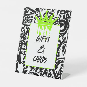 Graffiti Black Green Gifts & Cards Pedestal Sign