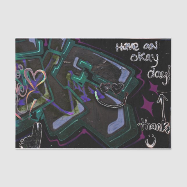 Graffiti Black Green Modern Urban Street Wall Art Tissue Paper (Front)
