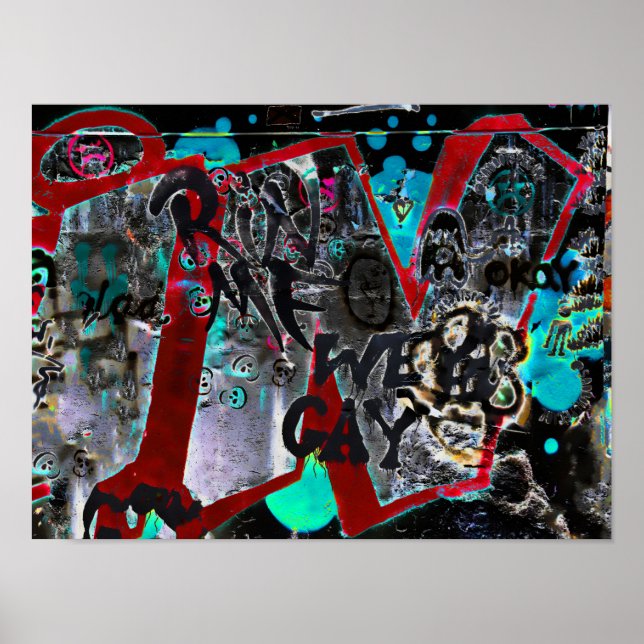 Graffiti Black Red Urban Street Wall Art (Front)