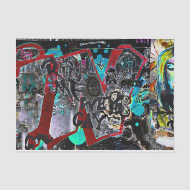 Graffiti Black Red Urban Street Wall Art Tissue Paper (Front)