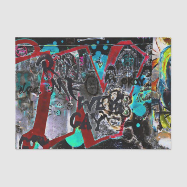 Graffiti Black Red Urban Street Wall Art Tissue Paper (Front)