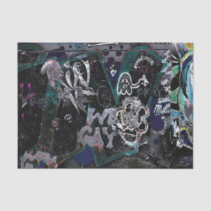 Graffiti Black White Urban Street Grunge Wall Art Tissue Paper