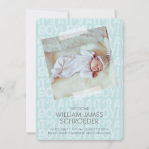 Graffiti Blue Baby Faire-part de naissance Card