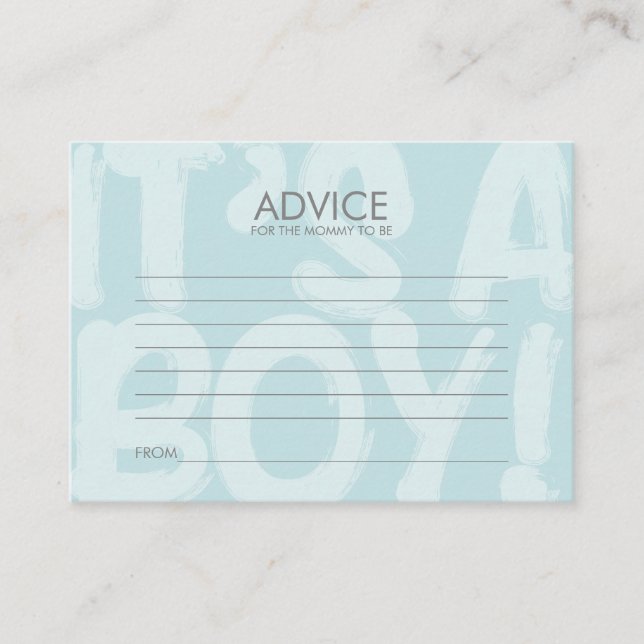 Graffiti Blue Baby Shower Advice Card For Mom (Front)