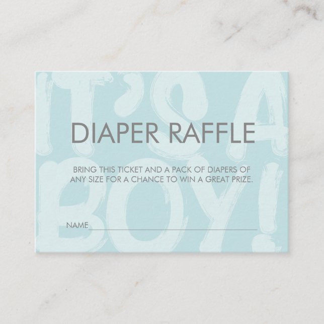 Graffiti Blue Baby Shower Diaper Raffle Ticket Enclosure Card (Front)