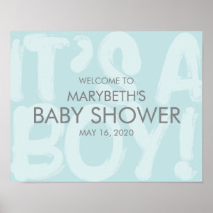 Graffiti Blue Baby Shower Welcome Sign