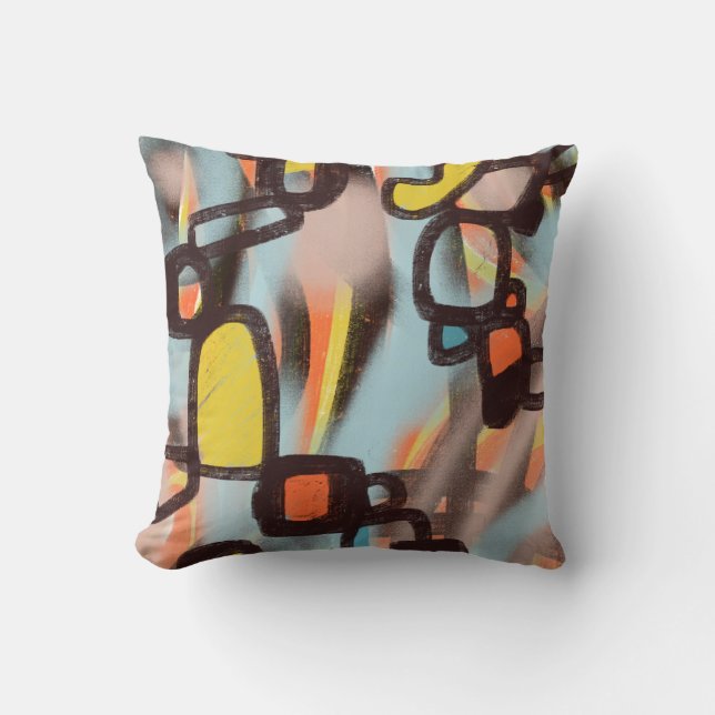 Graffiti Bold Abstract Modern Art Pillows (Front)