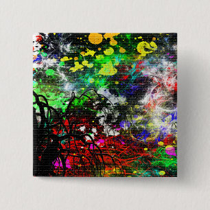 Graffiti Brick Wall 2 Inch Square Button