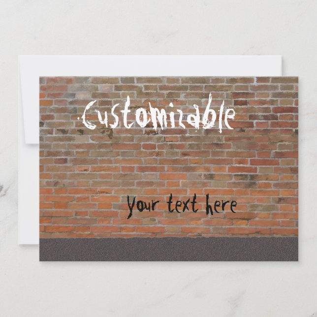 Graffiti Brick Wall Customizable Invitation (Front)