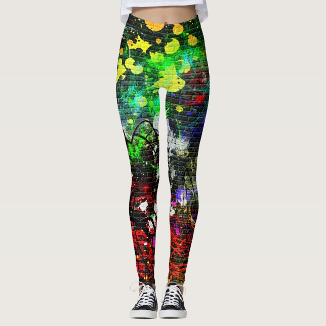 Graffiti Brick Wall Leggings (Front)
