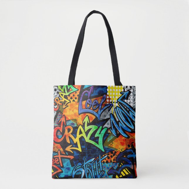 Graffiti Bricks: Urban Abstract Tote Bag (Front)