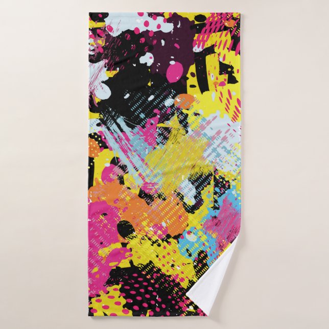 Graffiti bright psychedelic seamless pattern illus bath towel (Bath Towel)