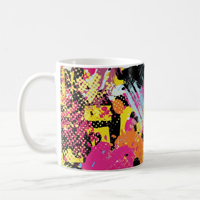 Graffiti bright psychedelic seamless pattern illus coffee mug (Left)