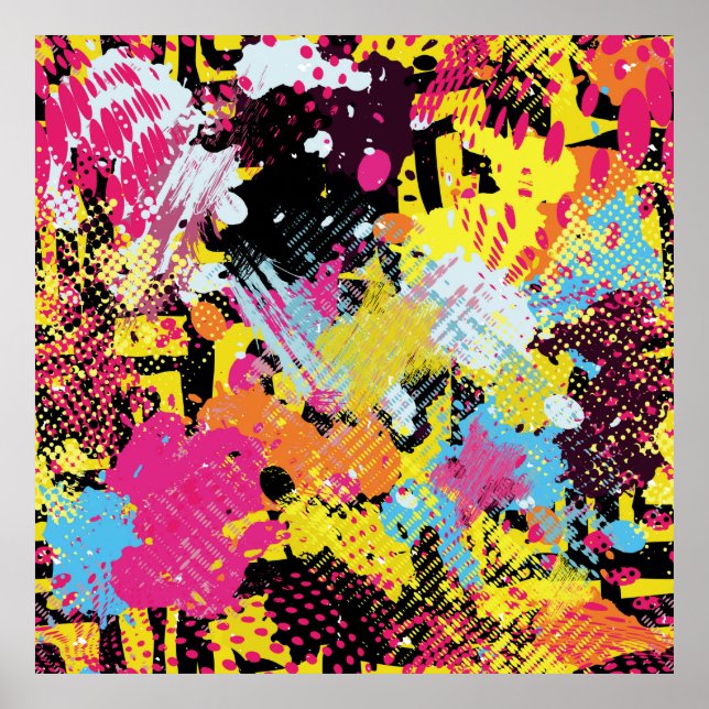 Graffiti bright psychedelic seamless pattern illus poster (Front)