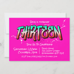 Graffiti brillant Treize Invitation