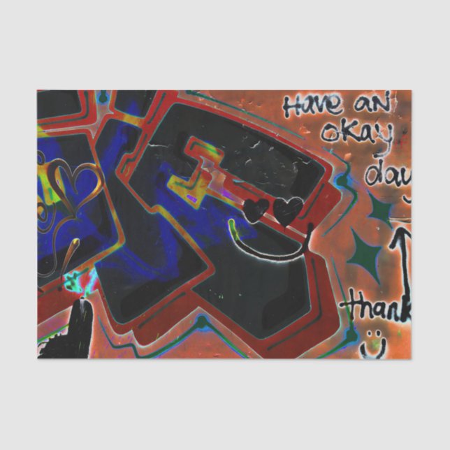 Graffiti Brown Black Painted Urban Street Wall Art Tissue Paper (Front)