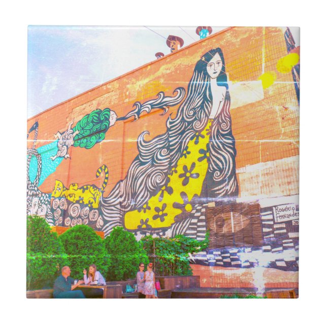 Graffiti Building Architecture Sketch Tile (Front)