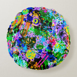 Graffiti Carnival Round Pillow