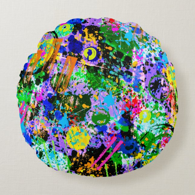 Graffiti Carnival Round Pillow (Front)