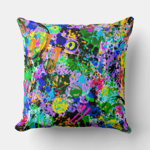Graffiti Carnival Throw Pillow