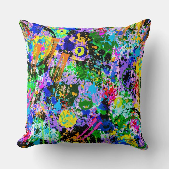 Graffiti Carnival Throw Pillow (Front)
