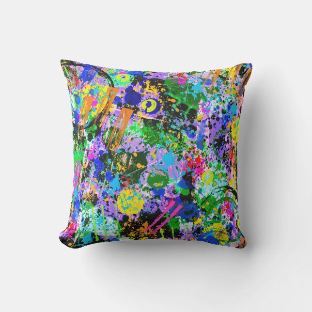 Graffiti Carnival Throw Pillow (Front)
