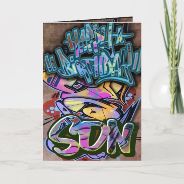 Graffiti carte d'anniversaire fils (Devant)