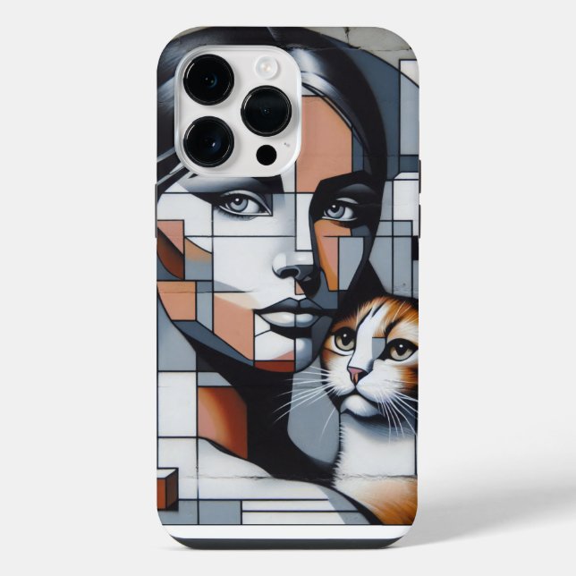 Graffiti Cat Lady iPhone Case (Back)