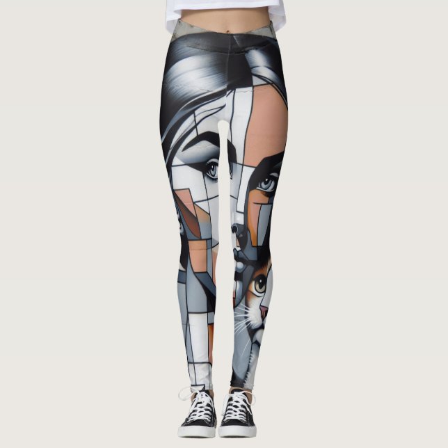 Graffiti Cat Lady Leggings (Front)