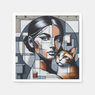 Graffiti Cat Lady Napkin