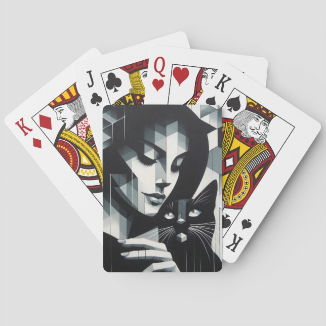 Graffiti Cat Lady Playing Cards (Back)
