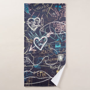 Graffiti chalkboard blackboard love bath towel