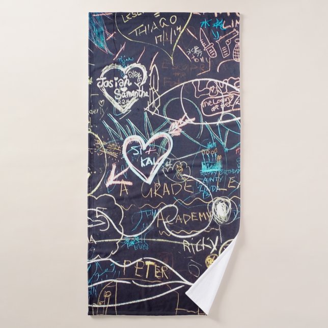 Graffiti chalkboard blackboard love bath towel (Bath Towel)