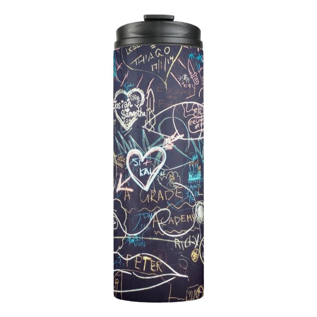 Graffiti chalkboard blackboard love thermal tumbler (Front)