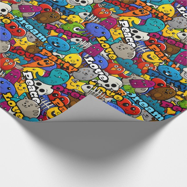 Graffiti Characters Party Love  Wrapping Paper (Corner)