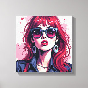 Graffiti Chic Girl Canvas Wall Art for Dorm Room