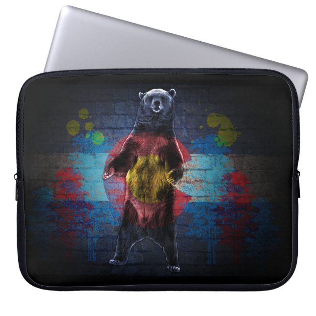 Graffiti Colorado flag bear laptop sleeve (Front)