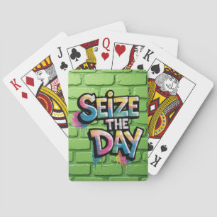 Graffiti Colorful Text Saying Seize The Day Playing Cards