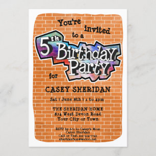 Graffiti cool Art 5e anniversaire Invitation de fê