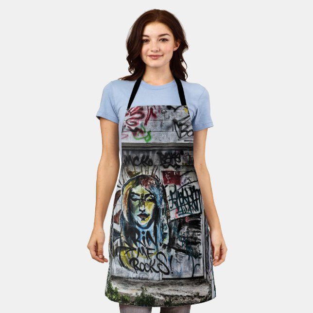 Graffiti Cool Modern Urban Street Art Apron (Worn)
