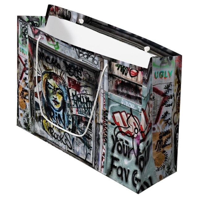 Graffiti Cool Modern Urban Street Art Large Gift Bag (Front Angled)