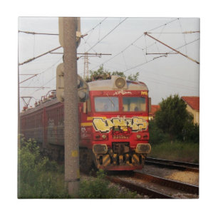Graffiti Covered Train Tile