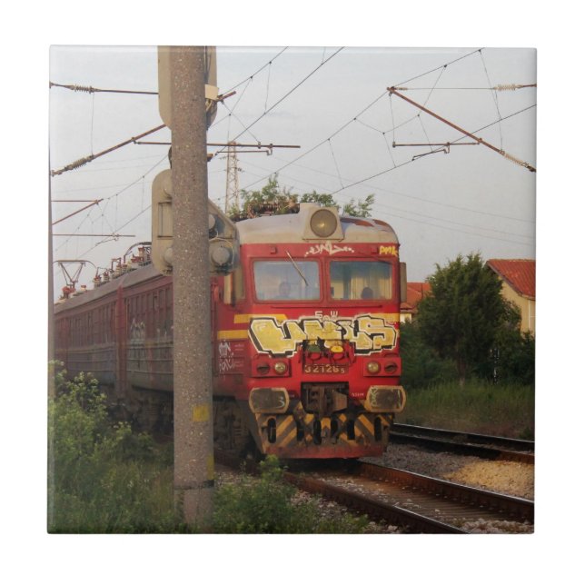 Graffiti Covered Train Tile (Front)