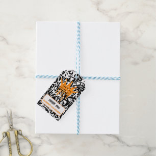 Graffiti Crown Black Orange Thank You Birthday Gift Tags