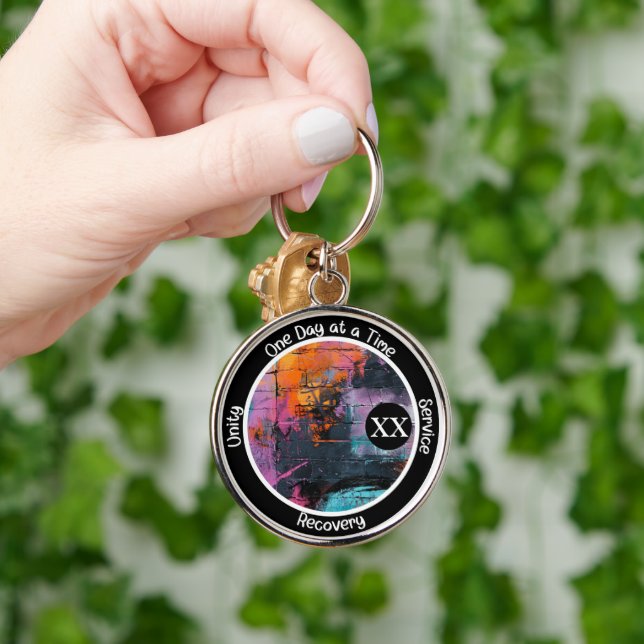 Graffiti Custom Recovery Milestone Gift | Sobriety Keychain (Hand)