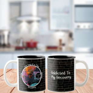 Graffiti Custom Recovery Milestone Gift  Two-Tone Coffee Mug